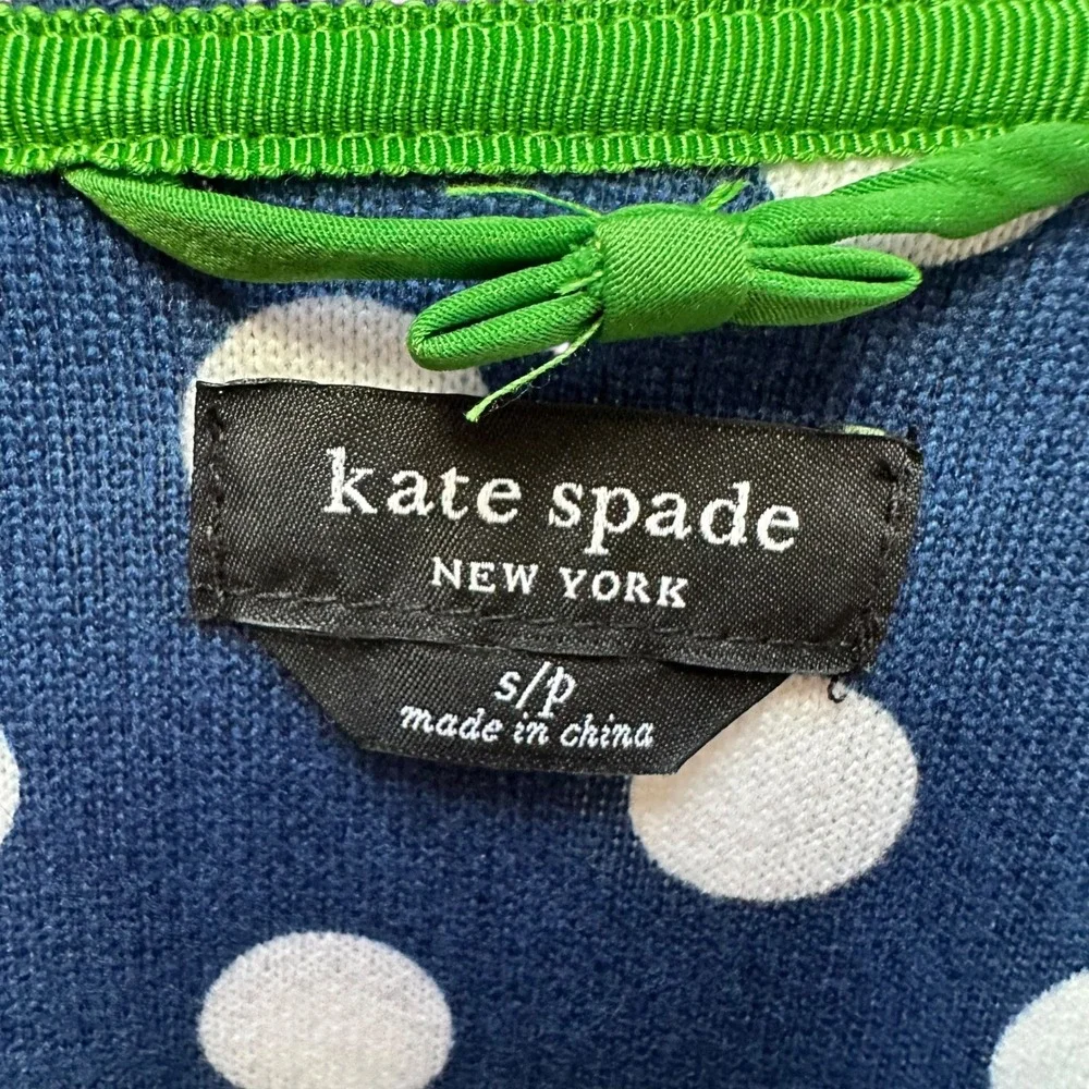 Kate Spade New York‎ Brushed Sweater Knit Long Sleeve PJ Set Blue Polka Dot SM